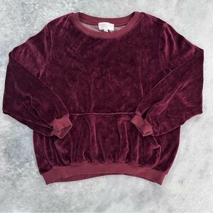 BELLA DAHL Girls Velour Long Sleeve Top Burgundy size 14  XL Sweatshirt